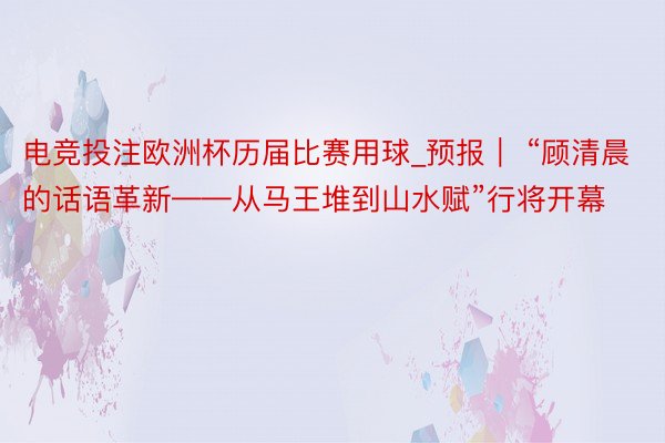 电竞投注欧洲杯历届比赛用球_预报｜ “顾清晨的话语革新——从马王堆到山水赋”行将开幕