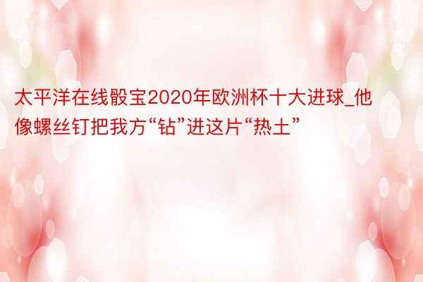 太平洋在线骰宝2020年欧洲杯十大进球_他像螺丝钉把我方“钻”进这片“热土”