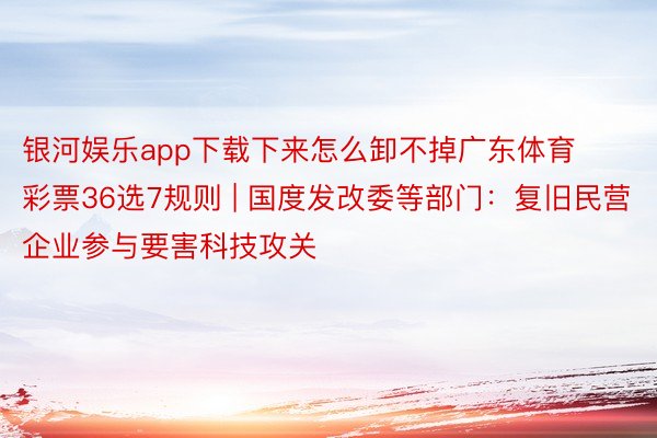 银河娱乐app下载下来怎么卸不掉广东体育彩票36选7规则 | 国度发改委等部门：复旧民营企业参与要害科技攻关