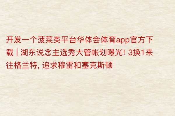 开发一个菠菜类平台华体会体育app官方下载 | 湖东说念主选秀大管帐划曝光! 3换1来往格兰特, 追求穆雷和塞克斯顿